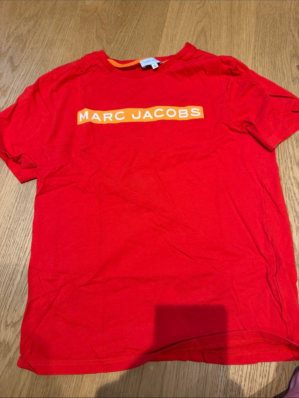 Marc Jacobs Red Tee with Orange Logo Block